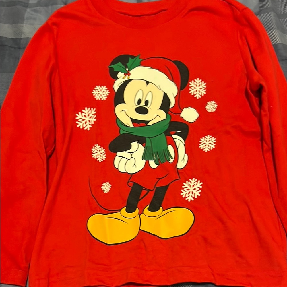 Jumping Beans Red and Green Mickey Mouse Long Sleeve Tee